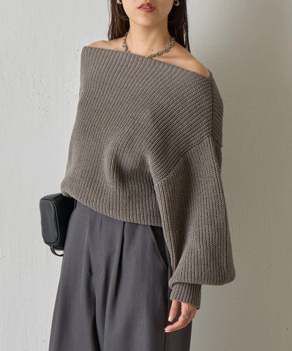 【復刻】毛絨一字肩針織衫