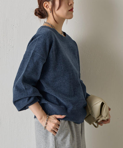天鵝絨毛圈圓領套頭衫