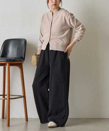 天鵝絨紗線圓領開衫