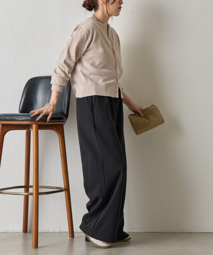 天鵝絨紗線圓領開衫