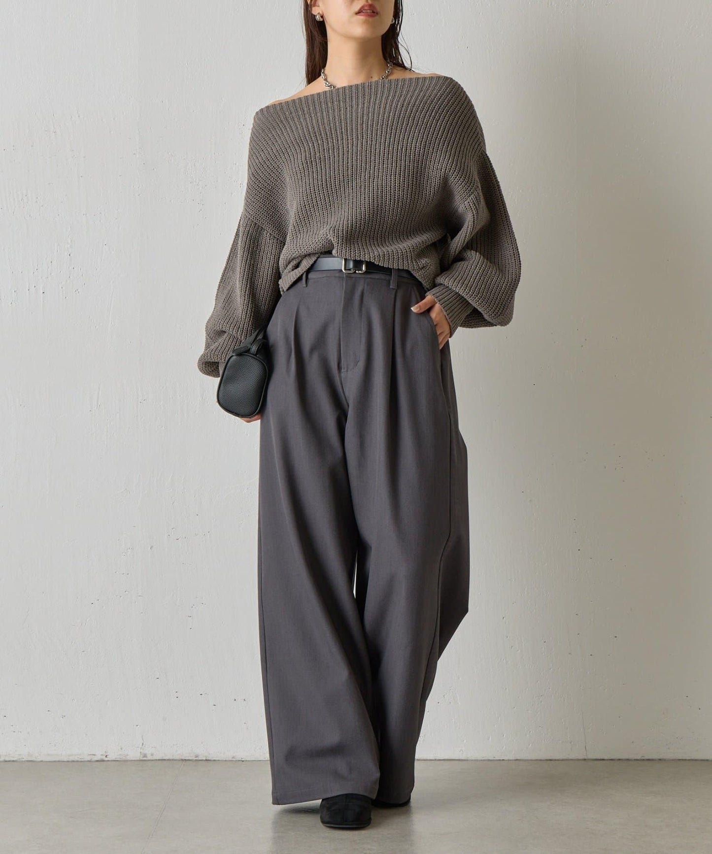 【復刻】毛絨一字肩針織衫