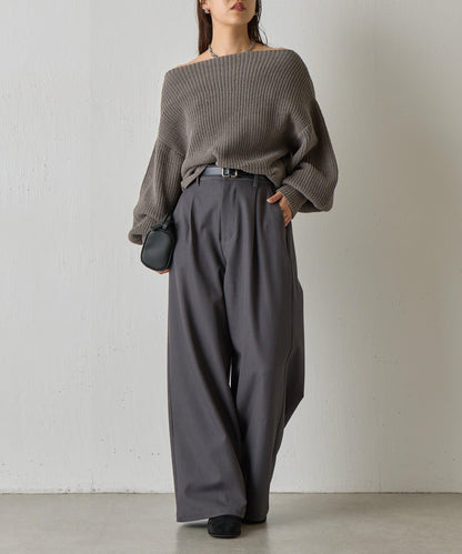 【復刻】毛絨一字肩針織衫