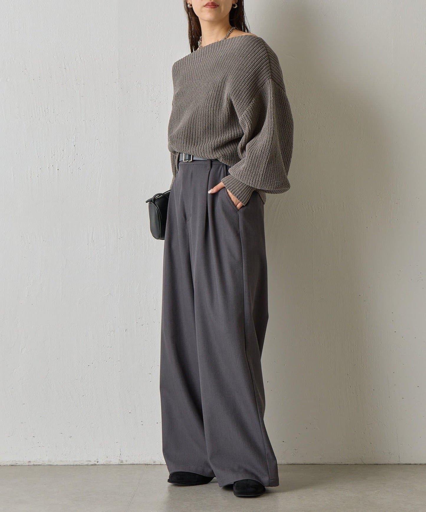 【復刻】毛絨一字肩針織衫