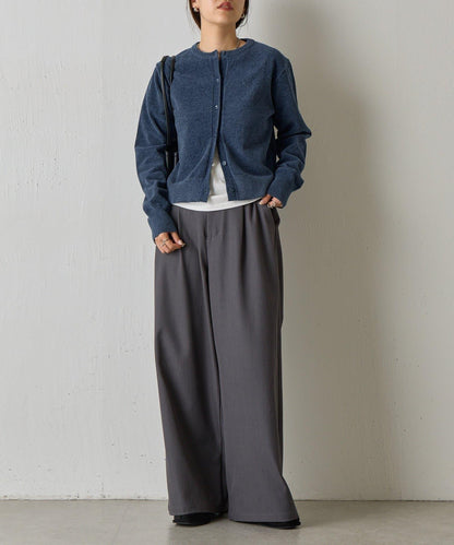 天鵝絨紗線圓領開衫