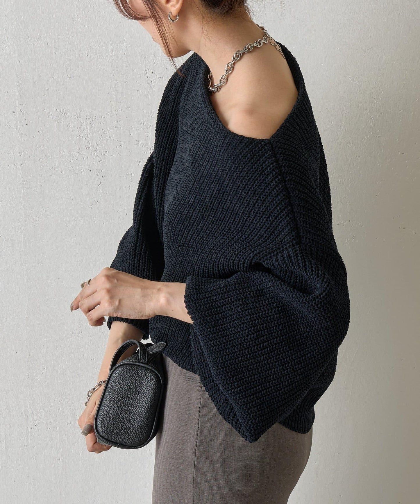 【復刻】毛絨一字肩針織衫