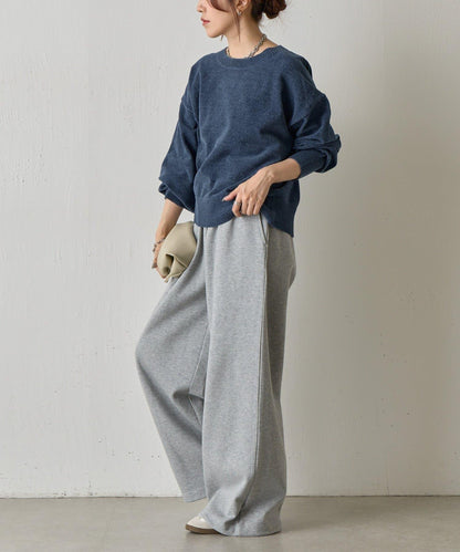 天鵝絨毛圈圓領套頭衫