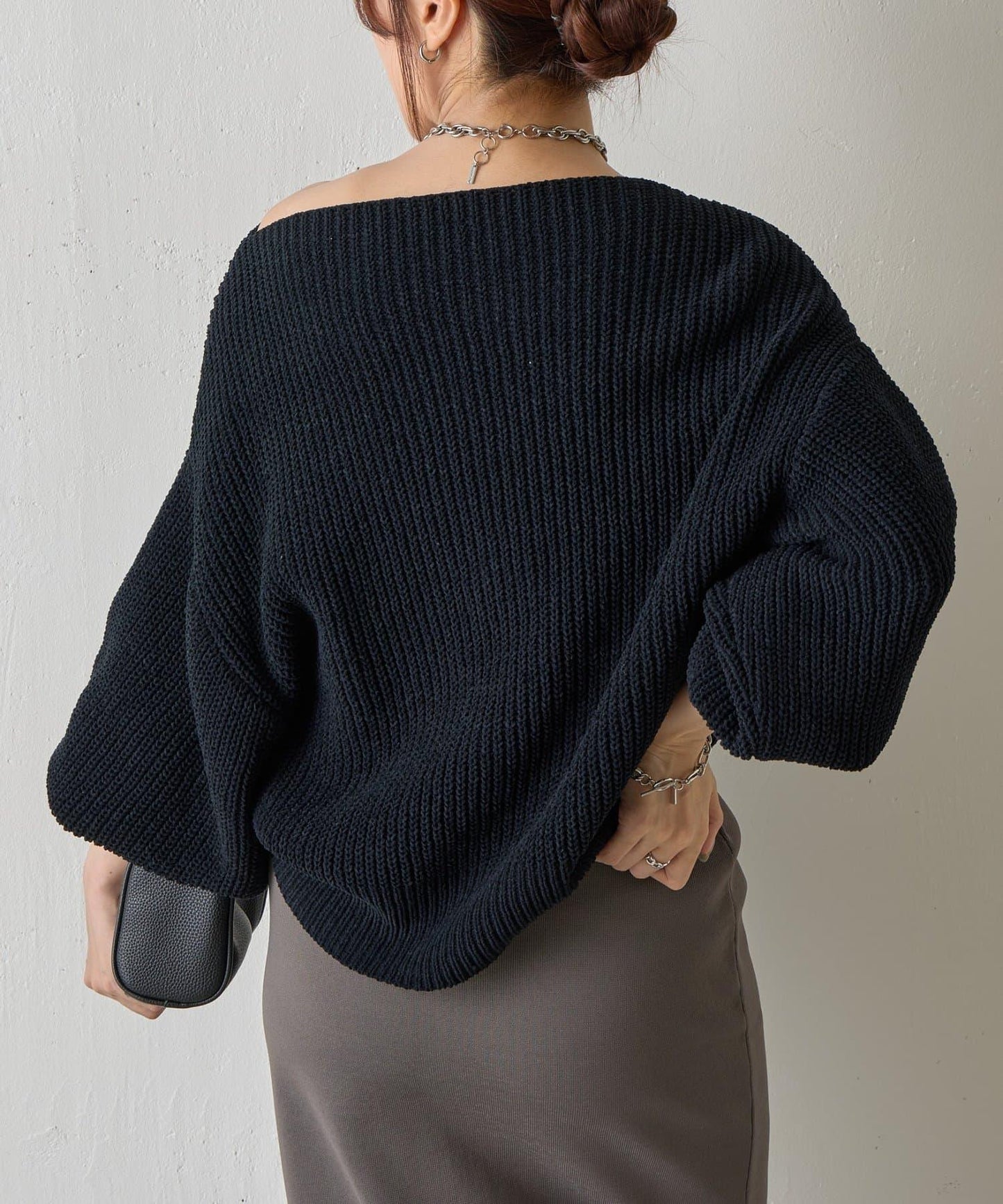 【復刻】毛絨一字肩針織衫