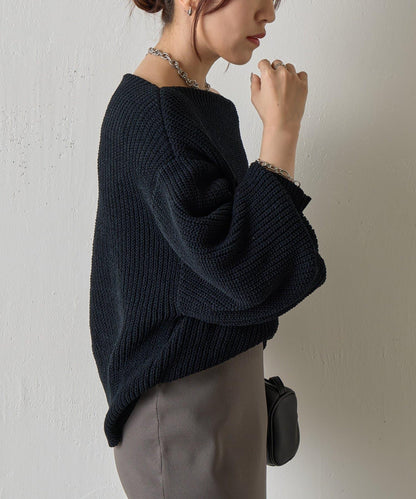【復刻】毛絨一字肩針織衫