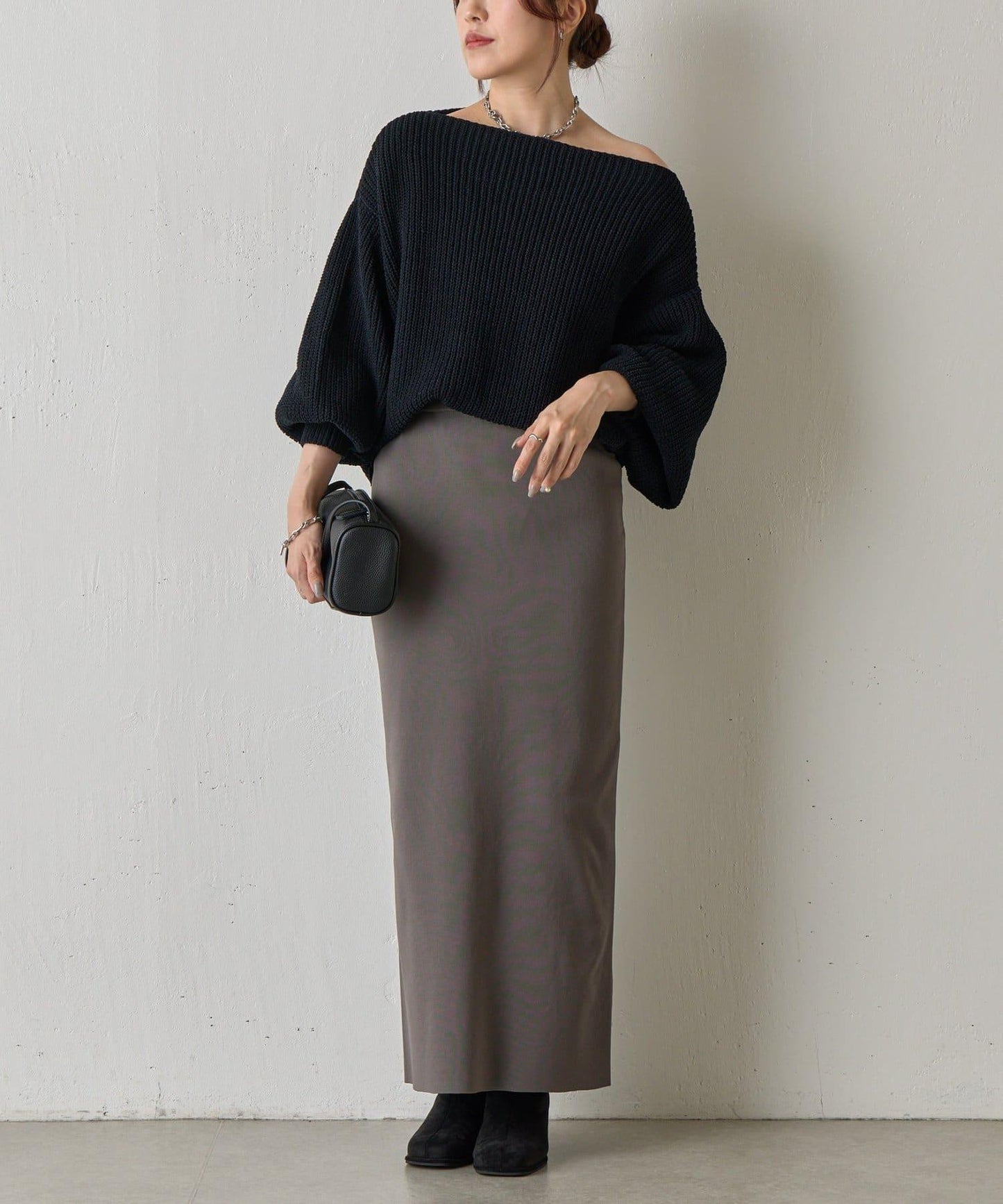 【復刻】毛絨一字肩針織衫