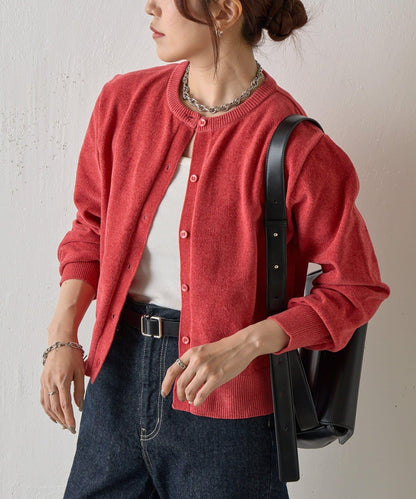 天鵝絨紗線圓領開衫