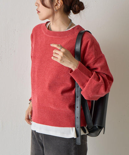 天鵝絨毛圈圓領套頭衫