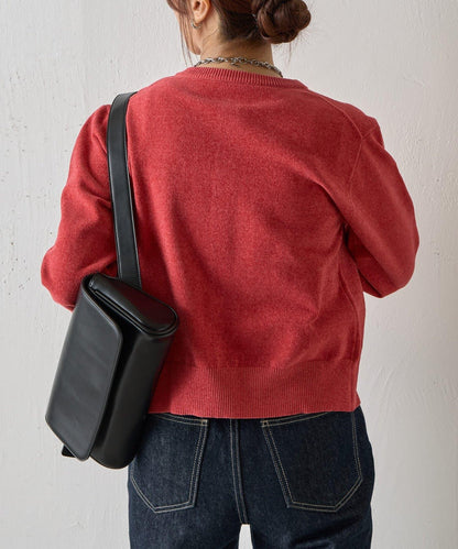 天鵝絨紗線圓領開衫