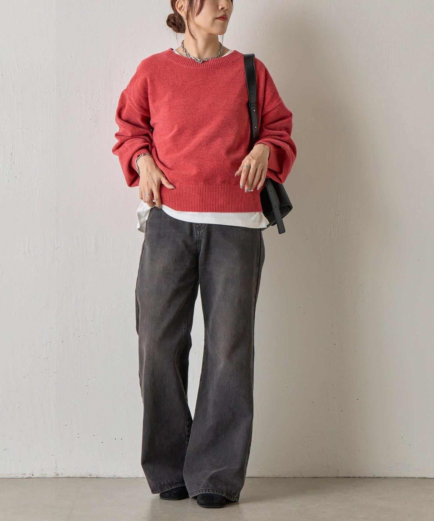 天鵝絨毛圈圓領套頭衫