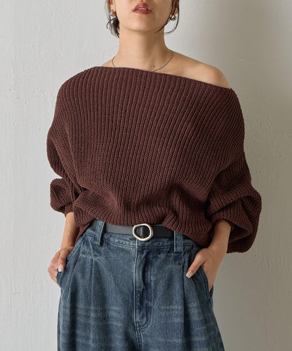 【復刻】毛絨一字肩針織衫