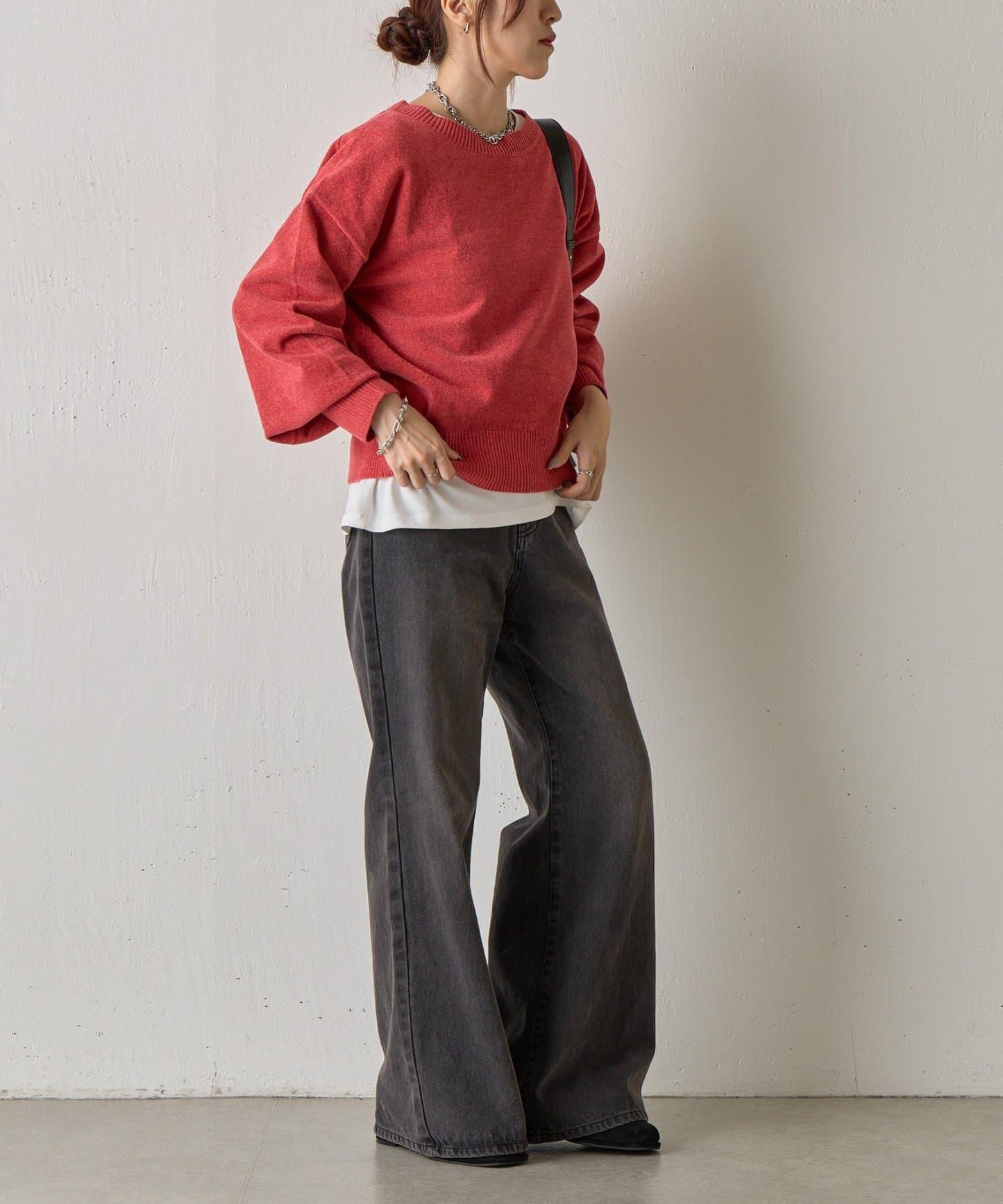 天鵝絨毛圈圓領套頭衫