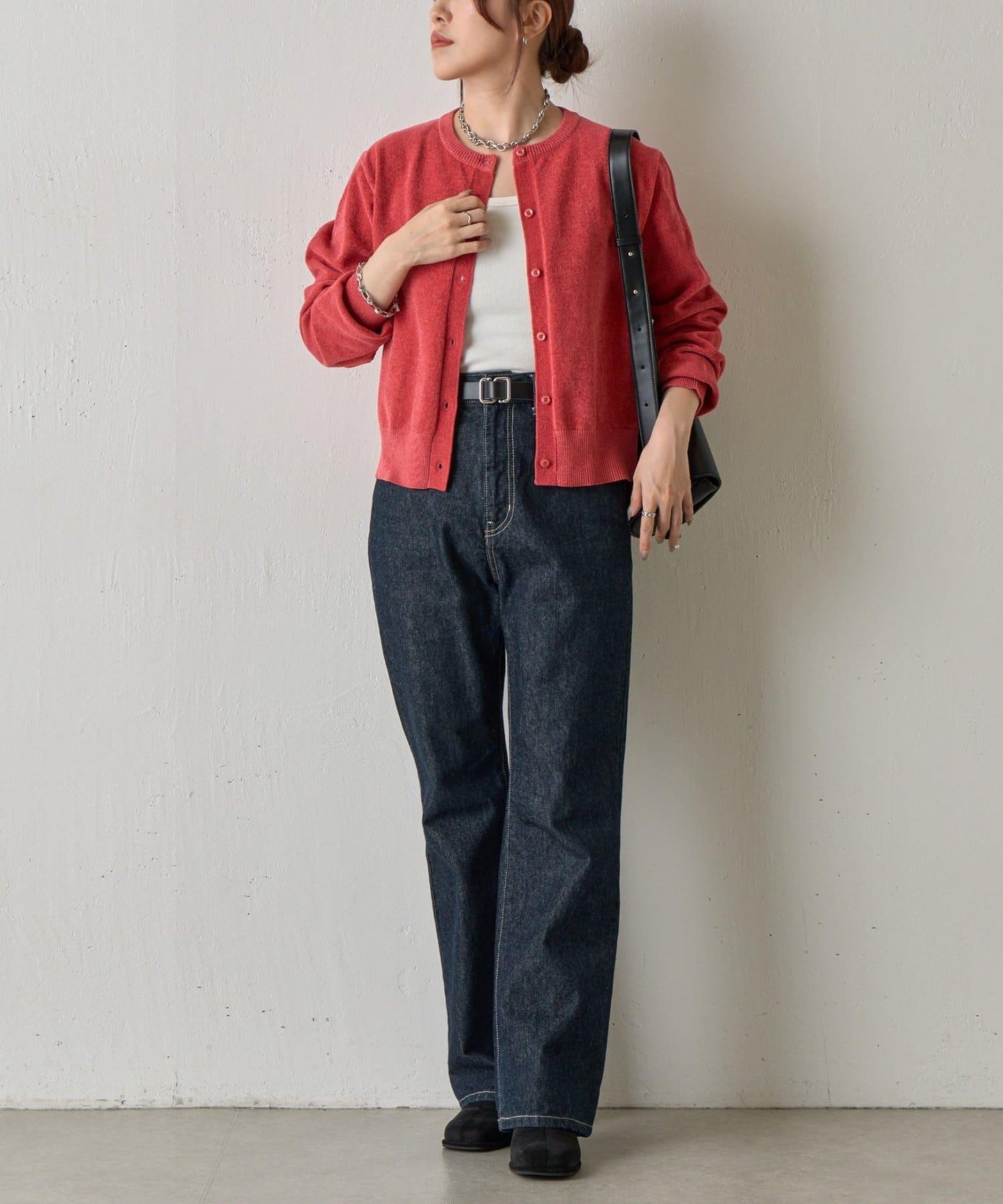 天鵝絨紗線圓領開衫