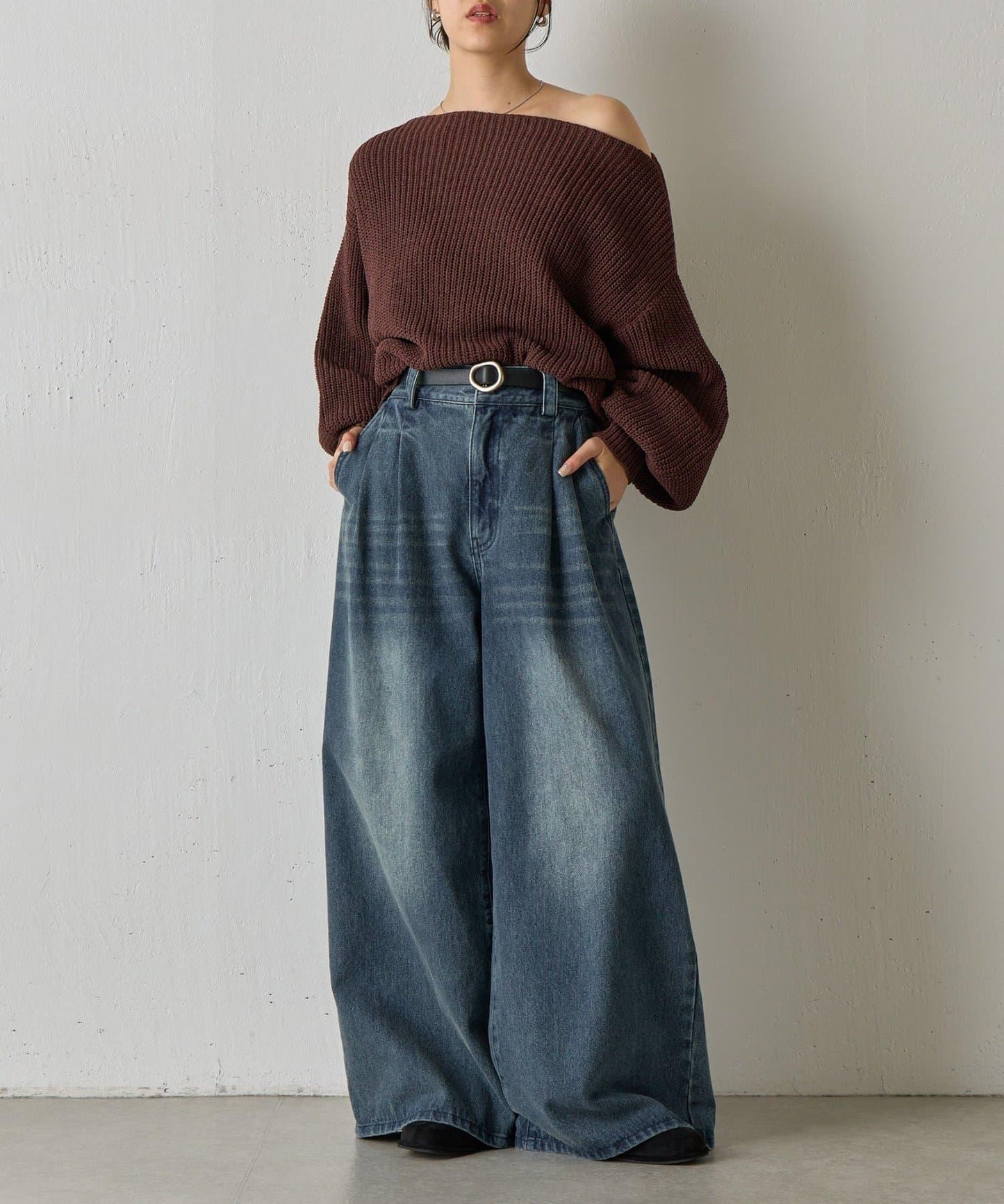 【復刻】毛絨一字肩針織衫