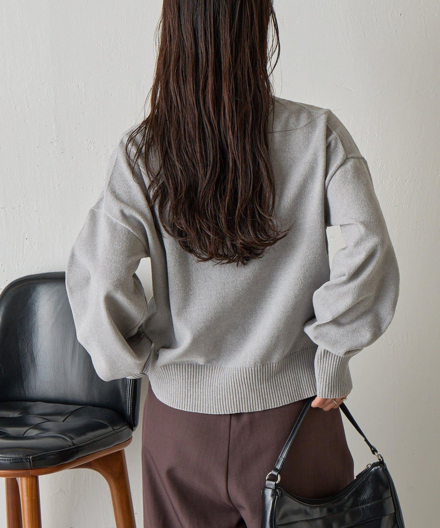 天鵝絨毛圈圓領套頭衫