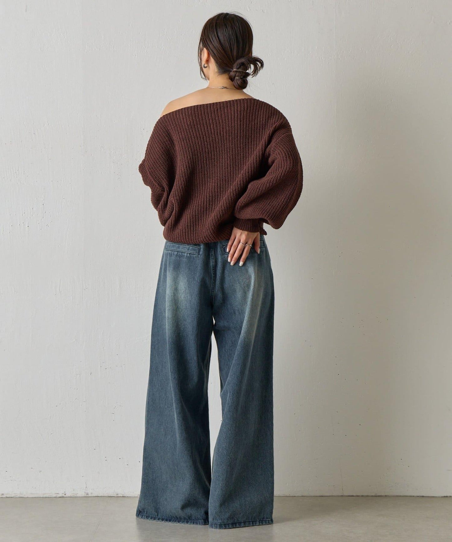 【復刻】毛絨一字肩針織衫