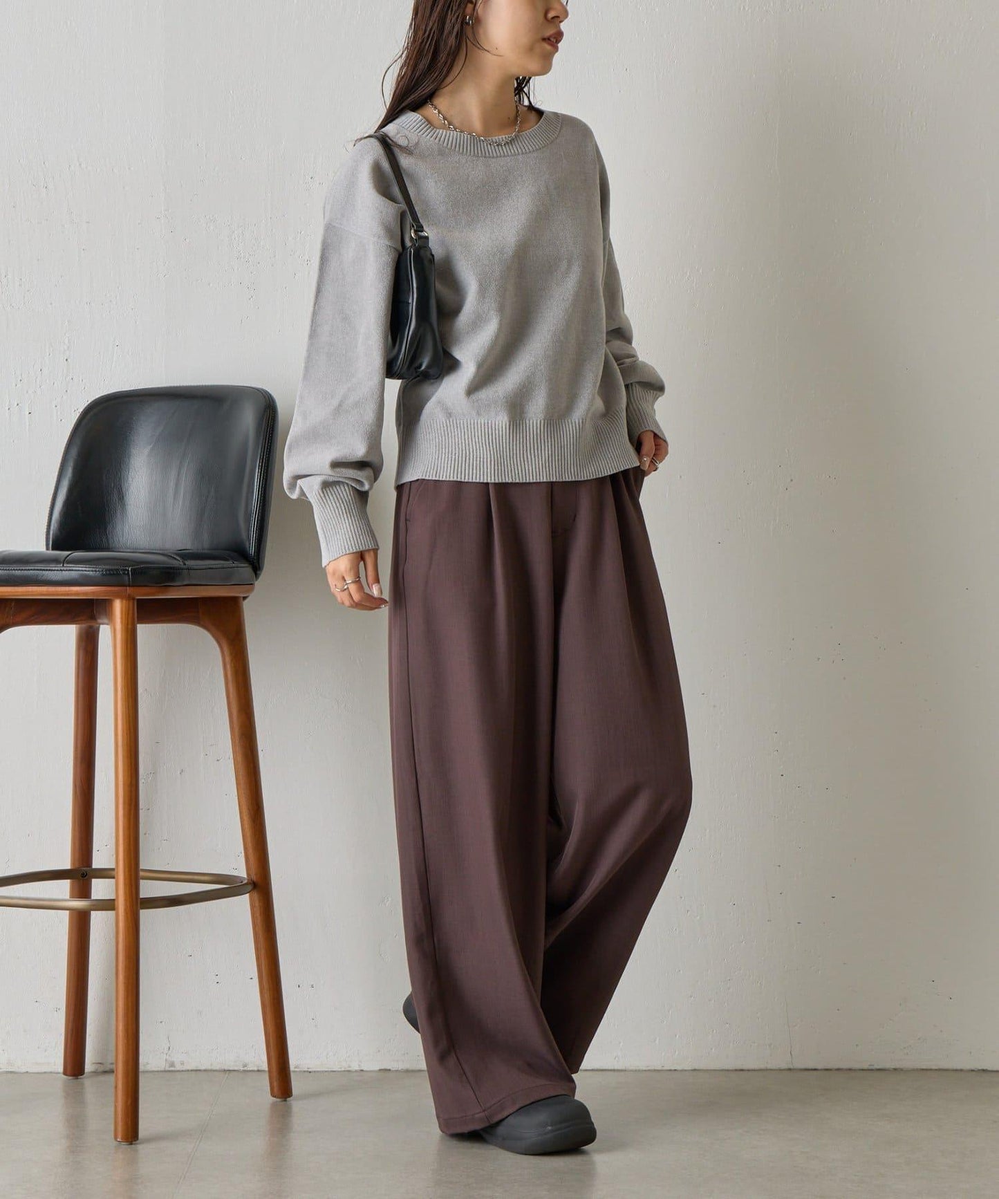 天鵝絨毛圈圓領套頭衫