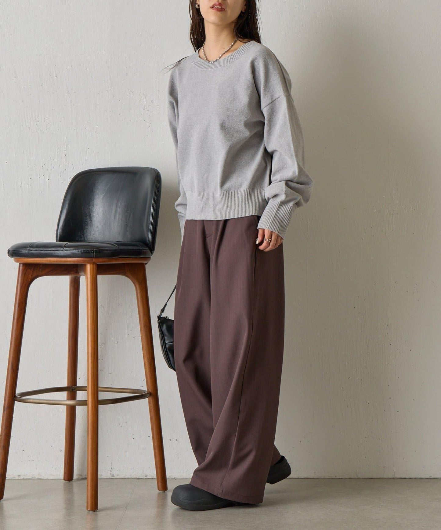 天鵝絨毛圈圓領套頭衫