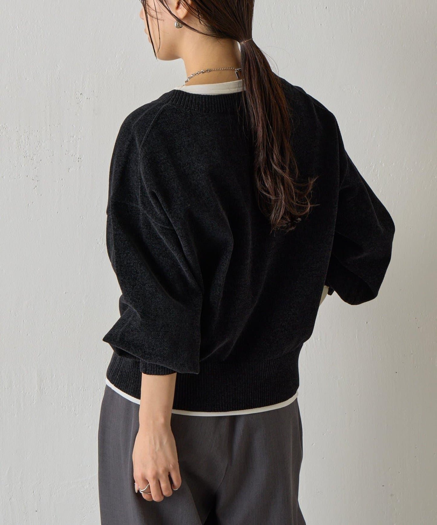 天鵝絨毛圈圓領套頭衫