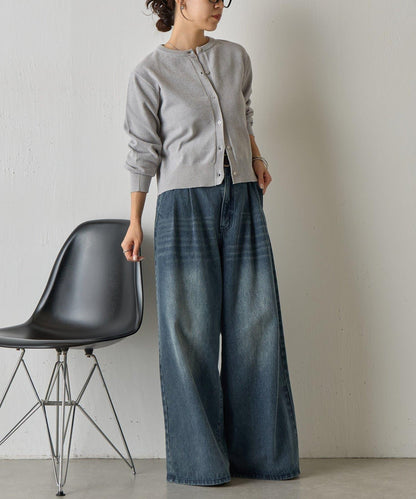 天鵝絨紗線圓領開衫