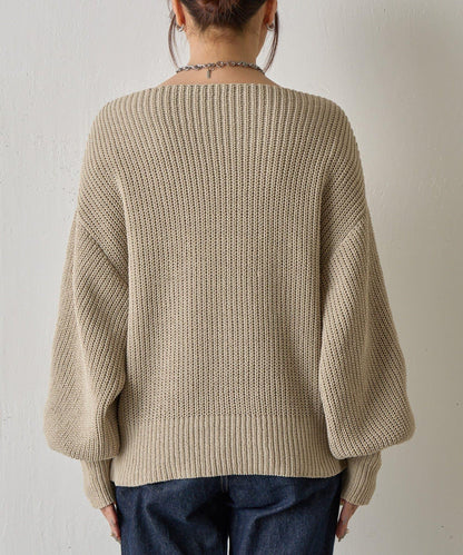 【復刻】毛絨一字肩針織衫