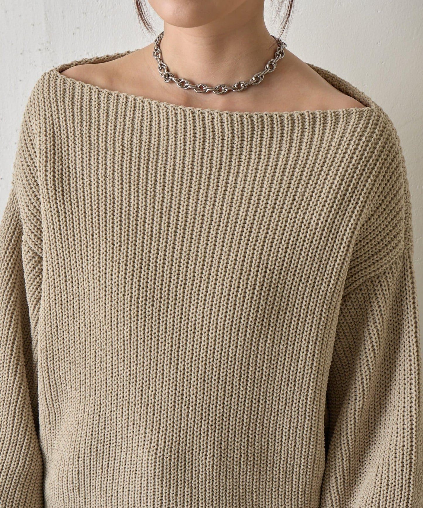 【復刻】毛絨一字肩針織衫