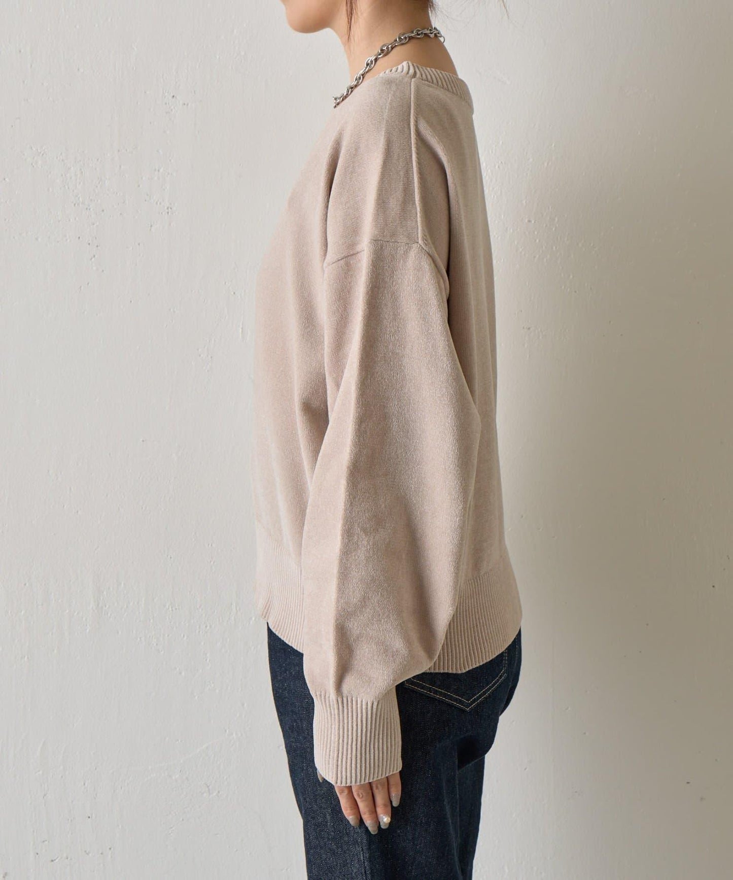 天鵝絨毛圈圓領套頭衫