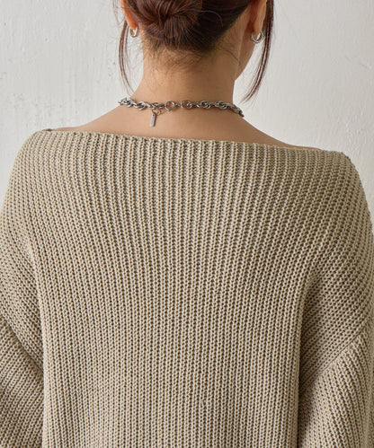 【復刻】毛絨一字肩針織衫