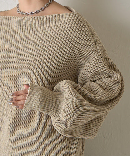 【復刻】毛絨一字肩針織衫