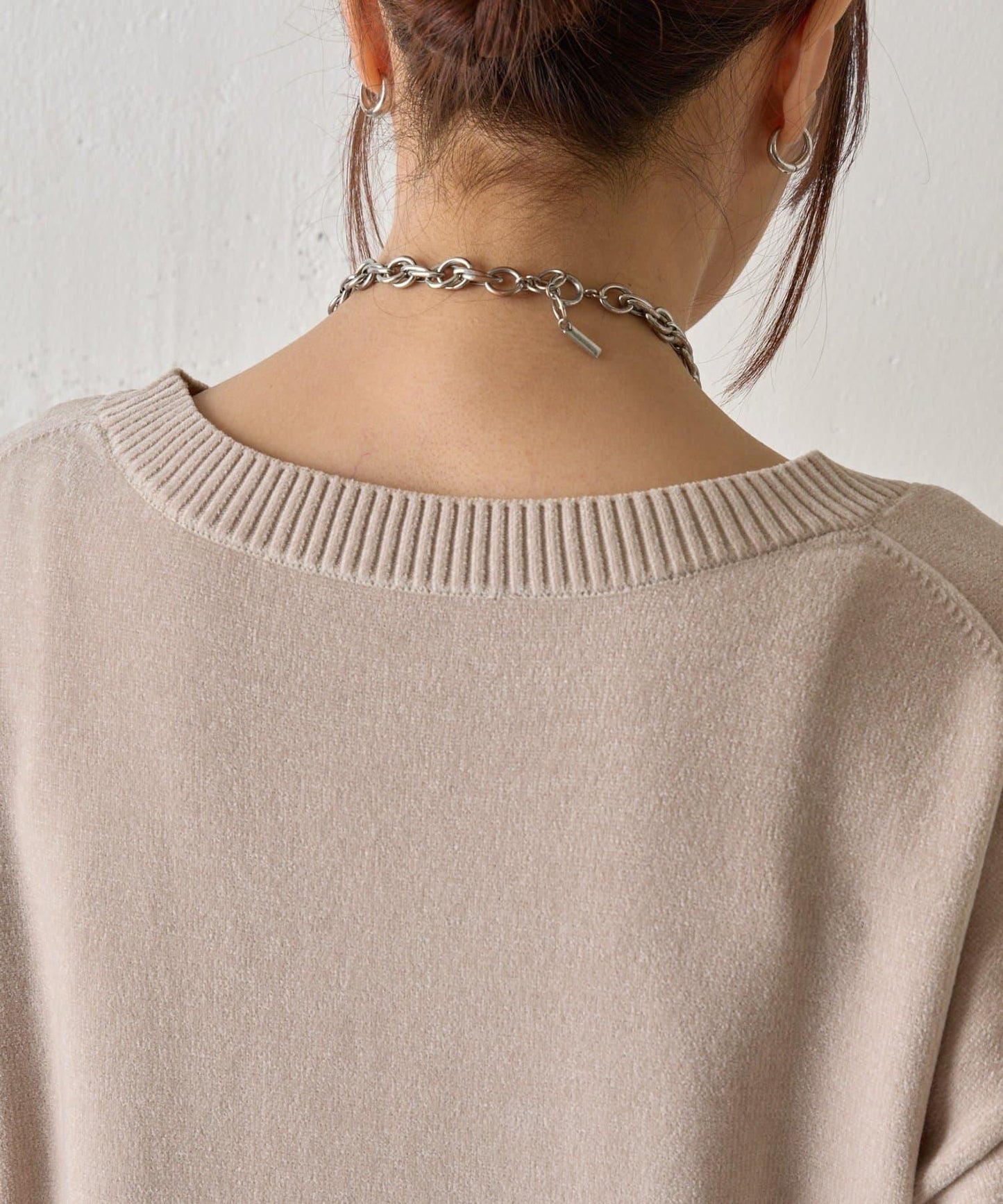 天鵝絨毛圈圓領套頭衫