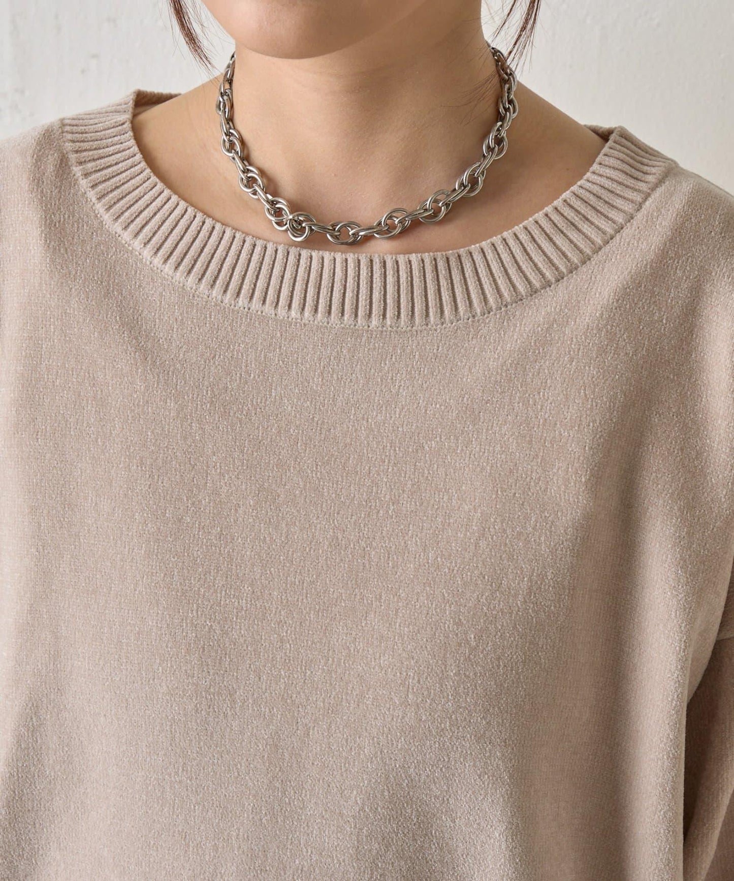 天鵝絨毛圈圓領套頭衫