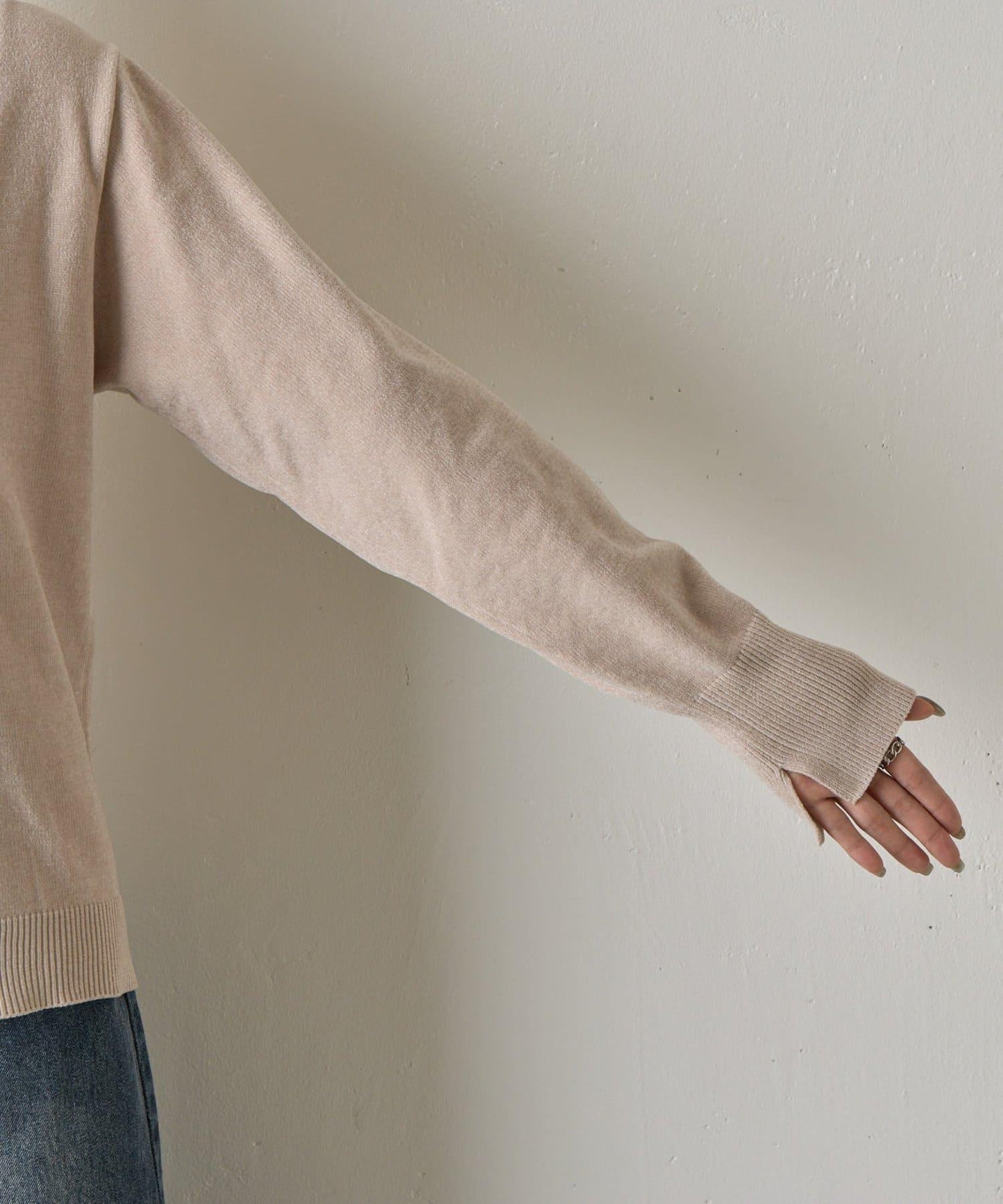 天鵝絨紗線開領翻領針織衫