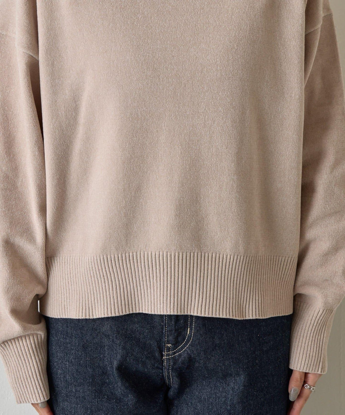 天鵝絨毛圈圓領套頭衫