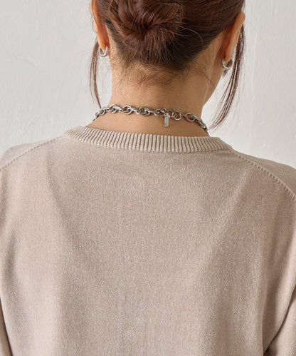 天鵝絨紗線圓領開衫