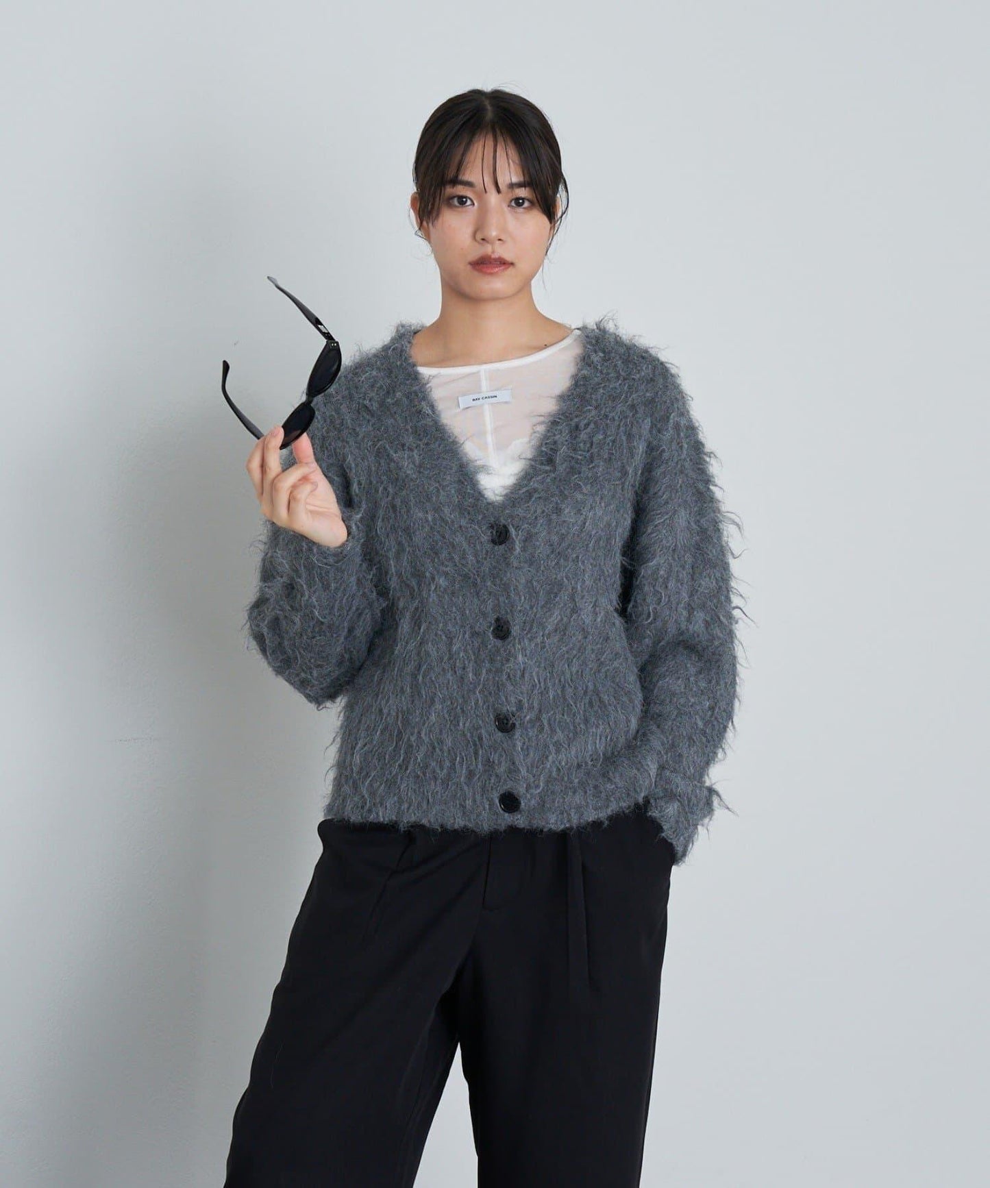 【RAY CASSIN】長毛V領寬鬆開衫