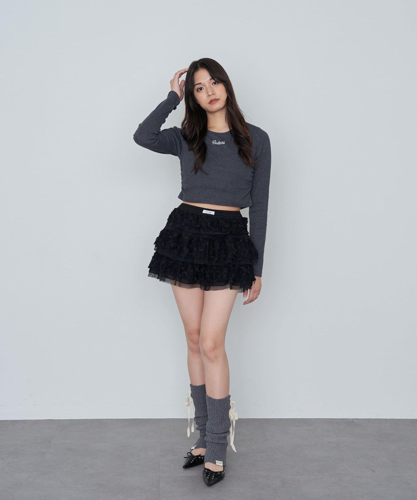 水鑽標誌短款長袖T恤