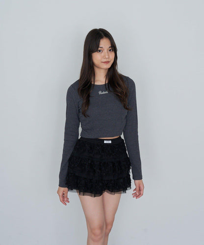 水鑽標誌短款長袖T恤