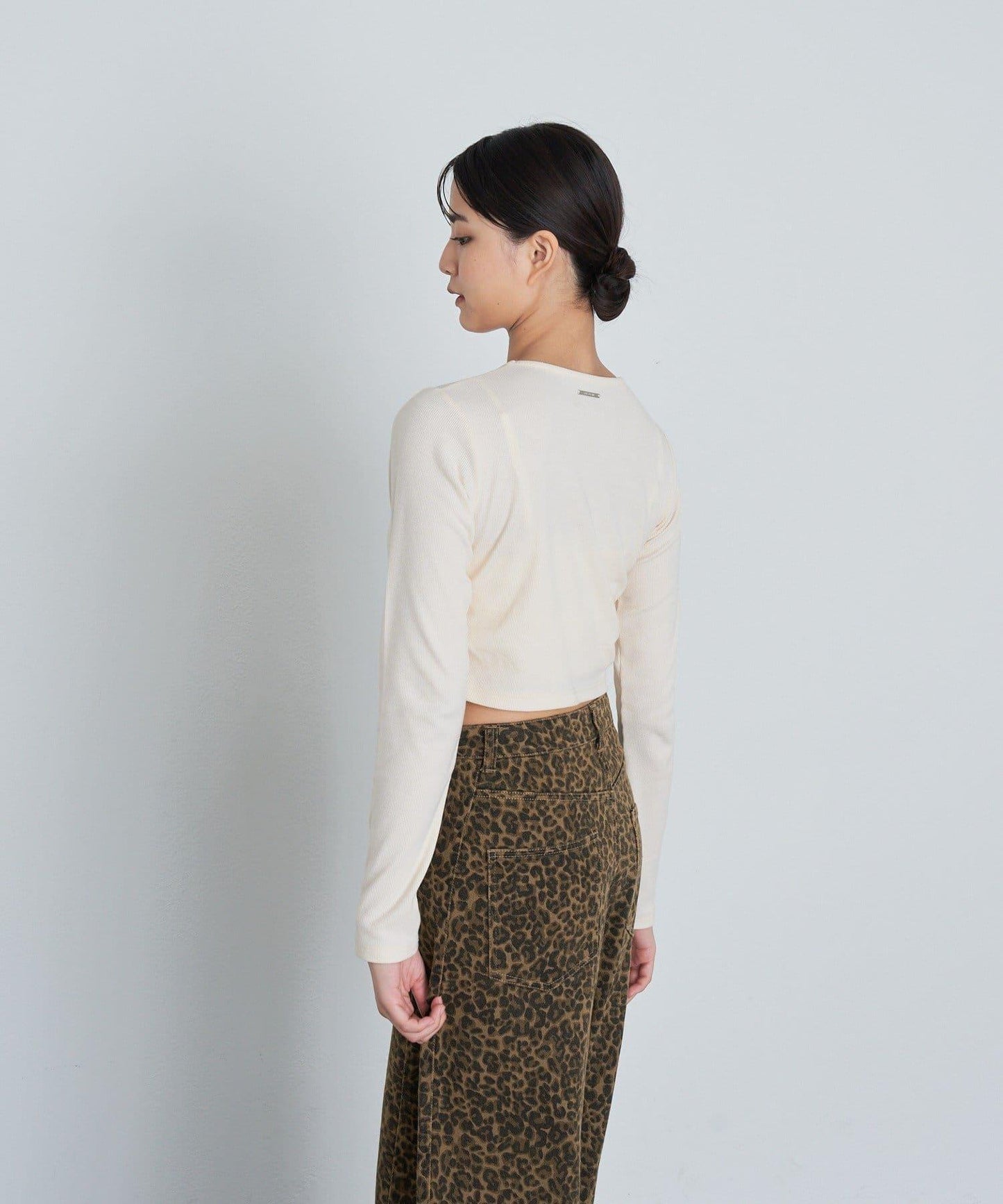 水鑽標誌短款長袖T恤