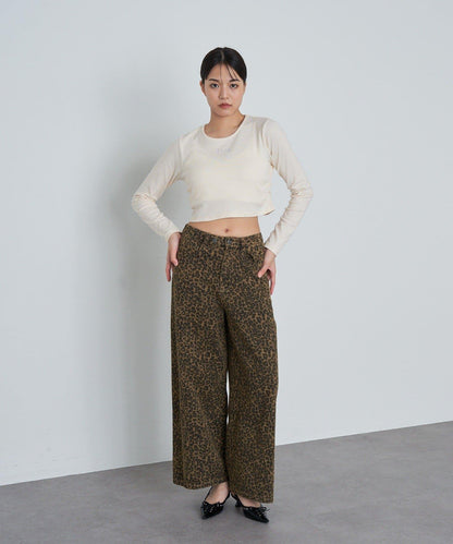 水鑽標誌短款長袖T恤