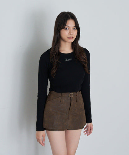 水鑽標誌短款長袖T恤