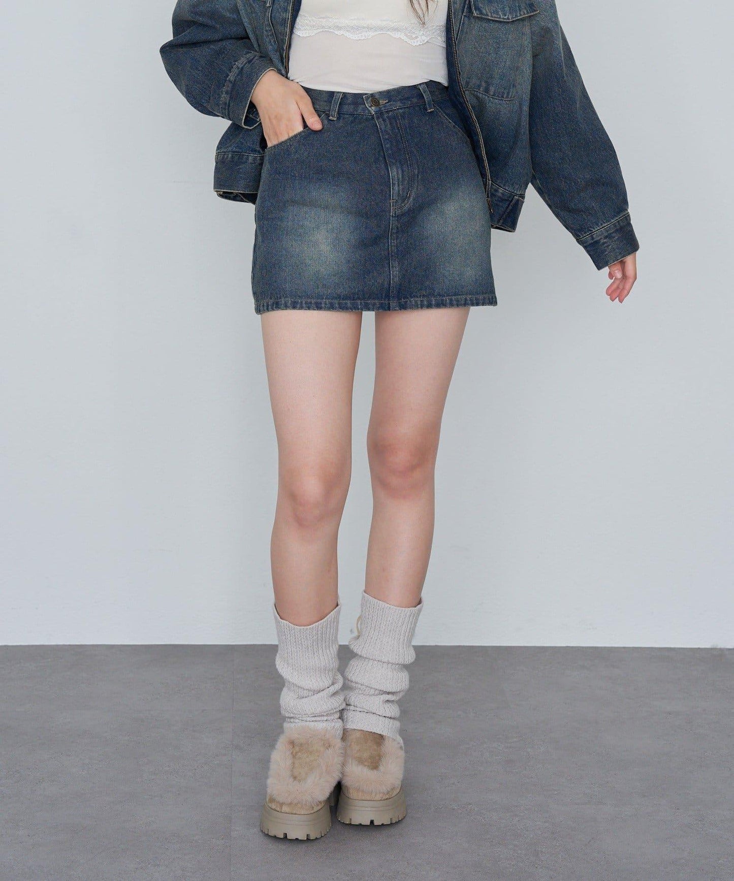 水洗牛仔迷你裙