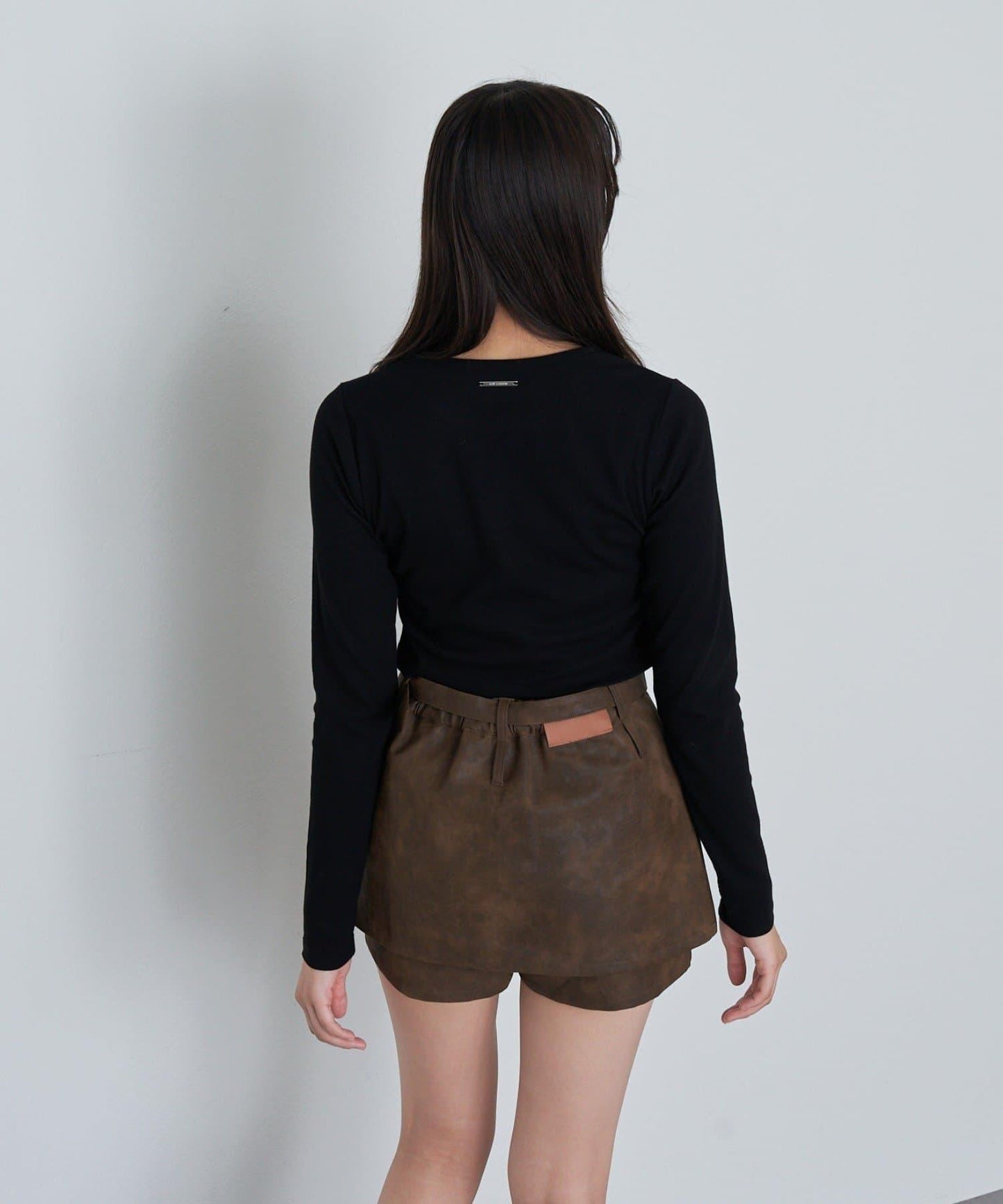 水鑽標誌短款長袖T恤