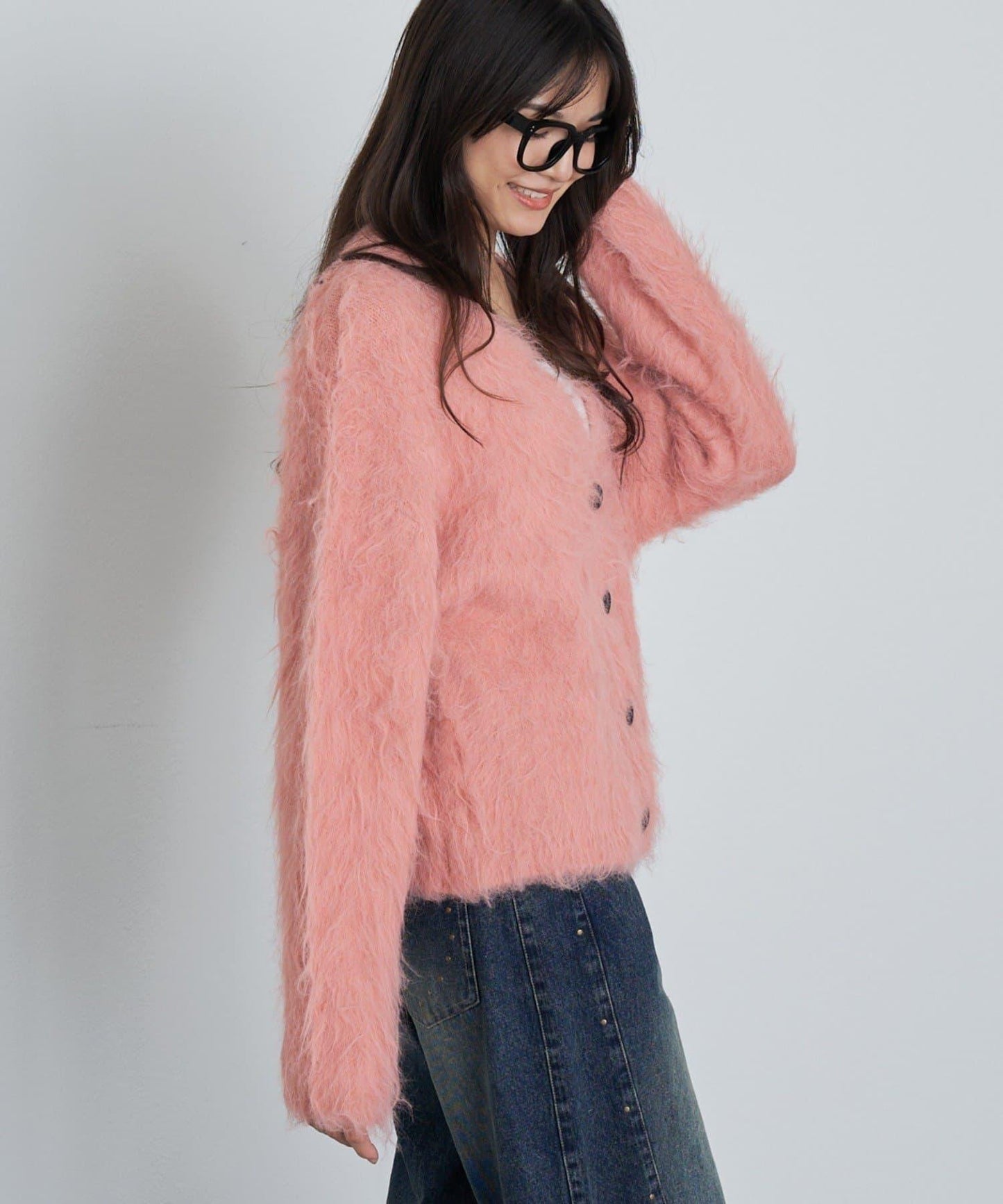 【RAY CASSIN】長毛V領寬鬆開衫