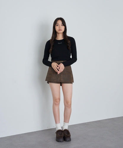 水鑽標誌短款長袖T恤