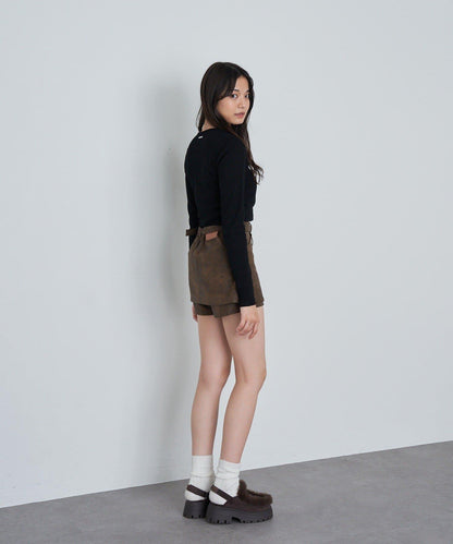 水鑽標誌短款長袖T恤