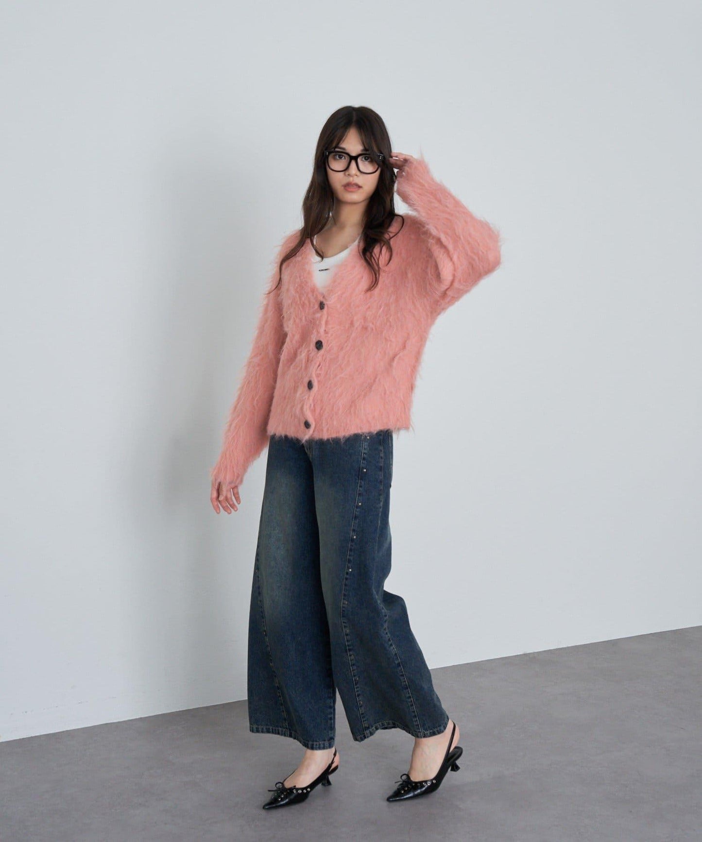 【RAY CASSIN】長毛V領寬鬆開衫