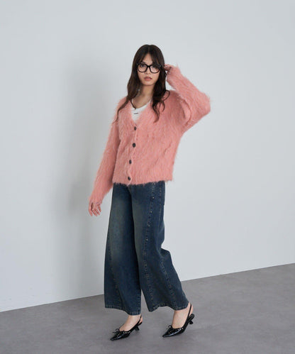 【RAY CASSIN】長毛V領寬鬆開衫